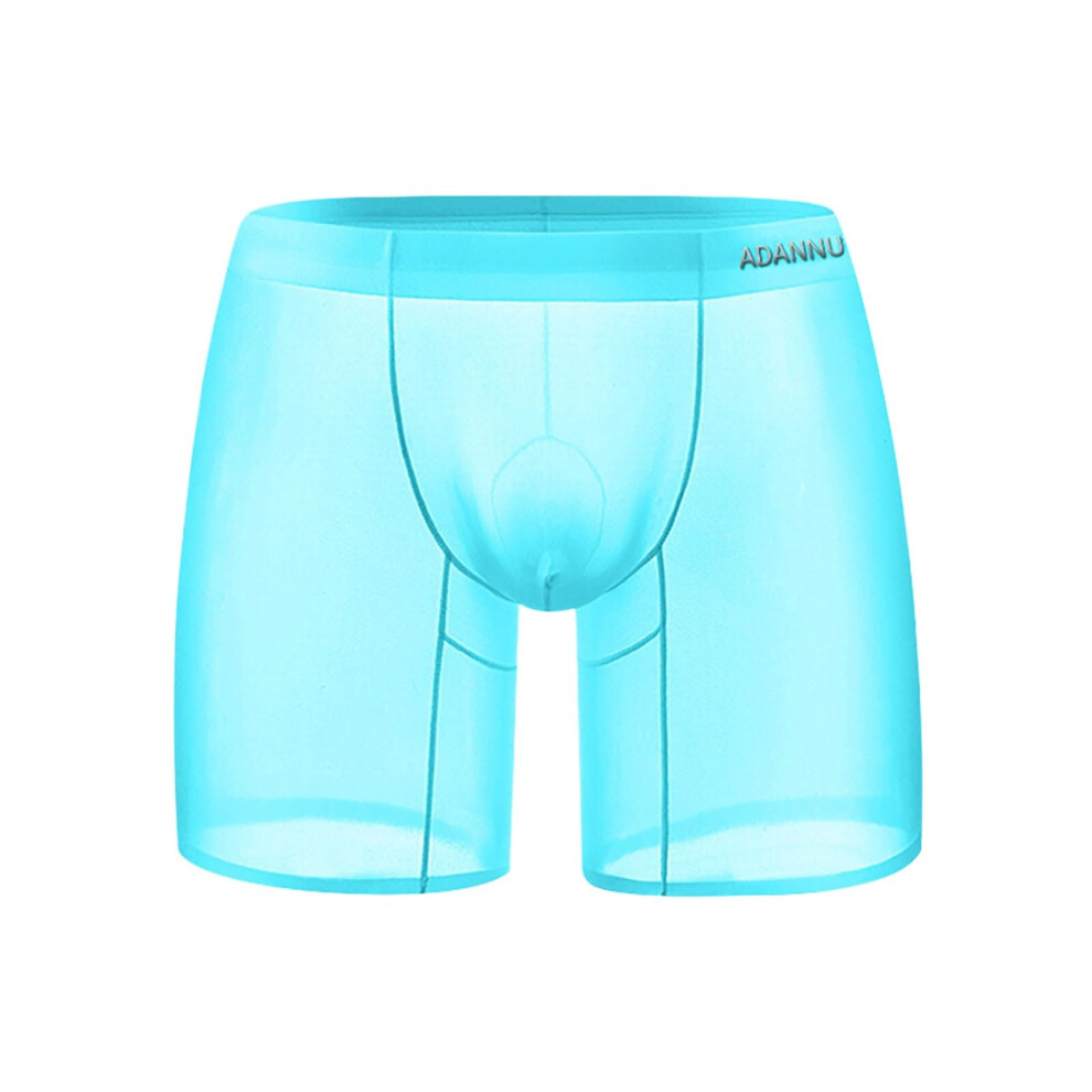 Blue Men's Clubwear Sissy Lingerie Hollow Out Kinky Outfit Carnival Boxer Briefs Thong Light M
