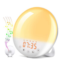 Sunrise Alarm Clock Wake Up Light With Sunrise Simulation Natural Sounds FM Radio 7Color Light White Noise Machine