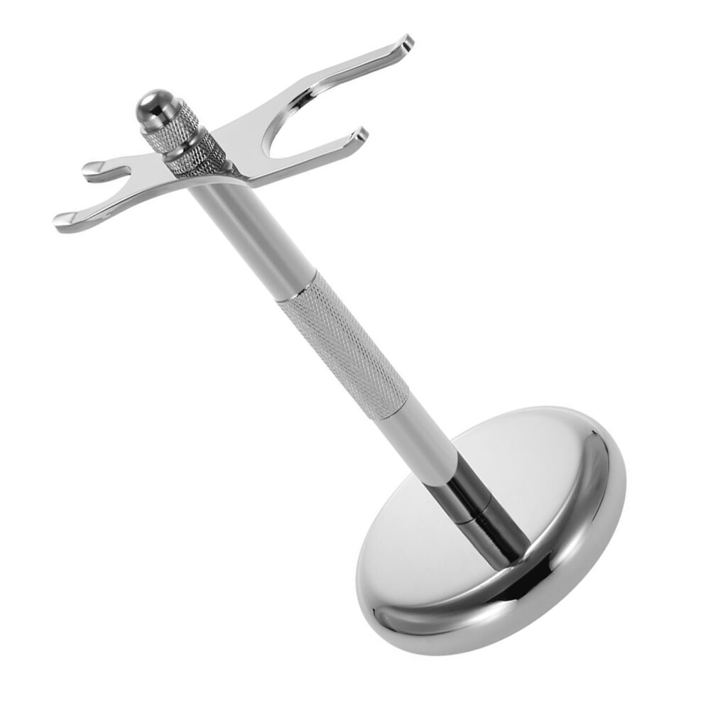 Silver Stainless Steel Razor Stand Nonslip Base Shaving Stand Men Razor Holder For Razor And Shaving Brush