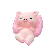 Cartoon Miniature Panda Dog Higgy Rabbit Figures Sleepy Animal Ornament for Dashboard Decoration and Gift Giving, Sleeping Piggy