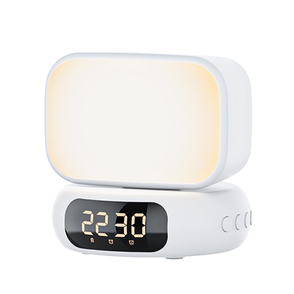 Wake Up Alarm Clock With Bluetooth Speaker, Dimmable Night, 2 Alarms, 350 Rotatable Bedside Lamp For Kids Light