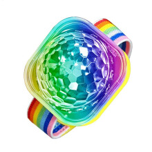 Disco Light Sound Activated LED Light Bracelet For Kids Portable Mirror Ball USB Disco Light Rechargeable Yellow