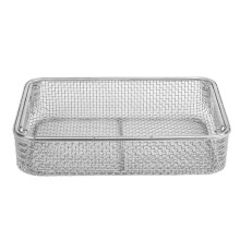 Medical 304 Stainless Steel Sterilization Basket, Perforated Mesh With Handle, Hospital Use, 45x25x7 cm