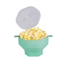 Microwave Popcorn Maker Silicone Bowl with Lid Foldable SpaceSaving Design Cyan
