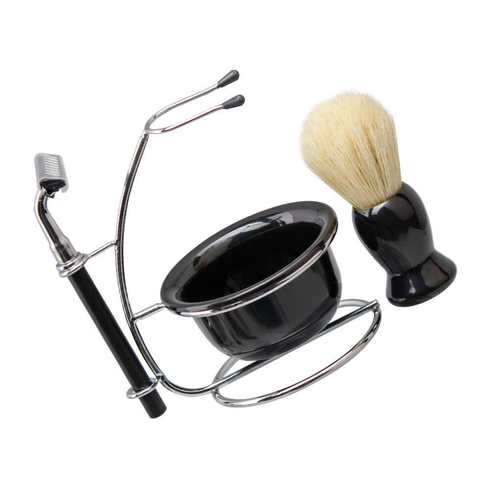 Black Professional Metal Razor And Brush Stand, Classic Razor Stand, Manual Soap Dish, Razor Stand With Soap Dish For Shaving Brush Holder For Storing