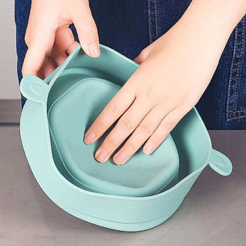 Microwave Popcorn Maker Silicone Foldable Bowl with Lid and Handles Cyan 2