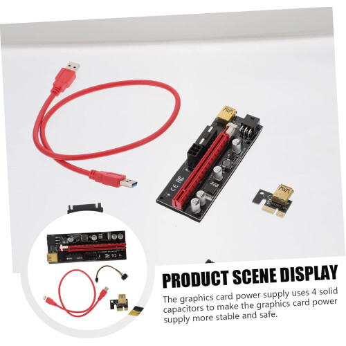 Graphics Card Extension Cable Adapter PCIe 1x To 16x Extender PCIe Riser Copper Core Red 2