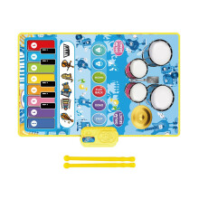 'Children's Piano Keyboard Play Mat with Double Instrument Modes Musical Educational Toy for Active Children Blue'