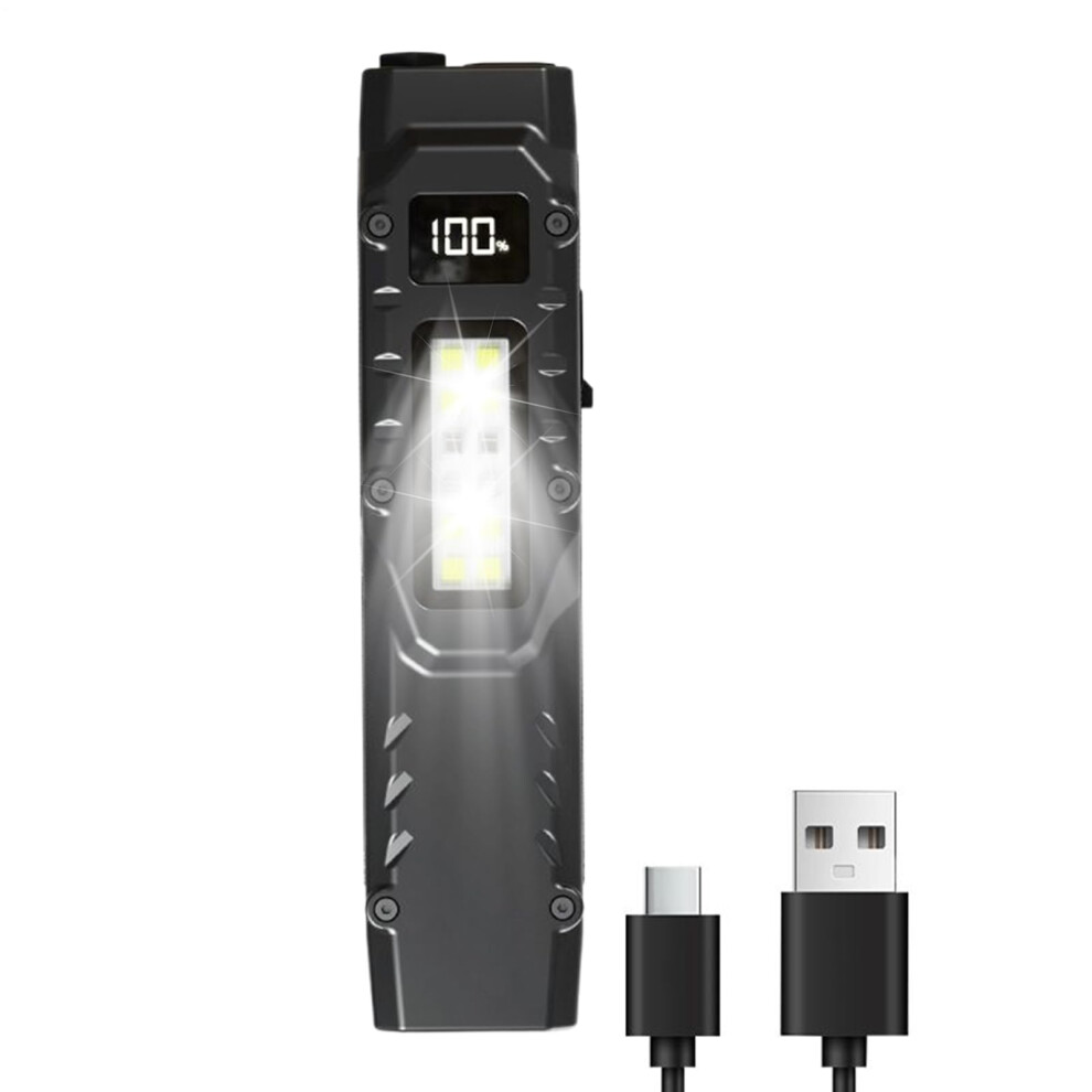 Thin Flashlight Usb Rechargeable Handheld Led Work Light Digital Display Pen Clip Design Compact Portable 5.2X1.22x0.83 9189345987779