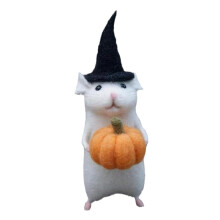 2pcs Halloween Mouse Handmade Wool Felt Christmas Mouse Ornament NeedleFelted Pumpkin Animals Decoration