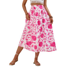Gonna lunga da donna fluida con vita alta elasticizzata, design elegante, plissettata, vita alta, casual, lunga, leggera, in chiffon, design a