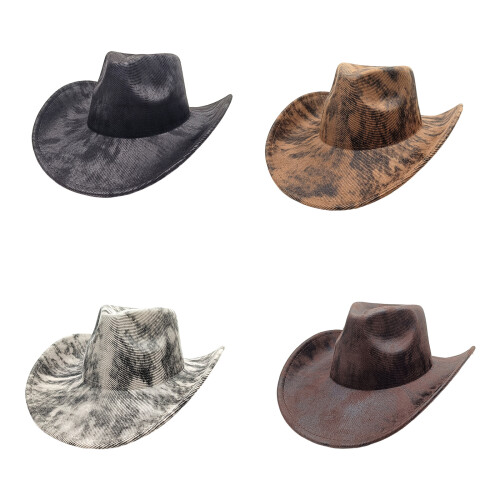 Adjustable Western Cowboy Hats Unisex Foldable Hat-Black M 1