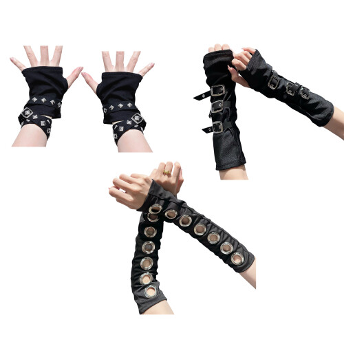 Dark Theme Stretchable Arm Sleeves Punk Design-Ring style 1