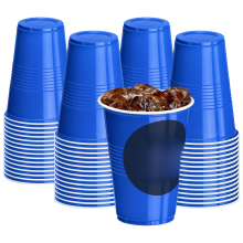 Vasos apilables de color azul cobalto, prácticos, para fiestas, de 473 ml (16 oz), paquete de 50 unidades, seguros, resistentes a grietas y roturas,