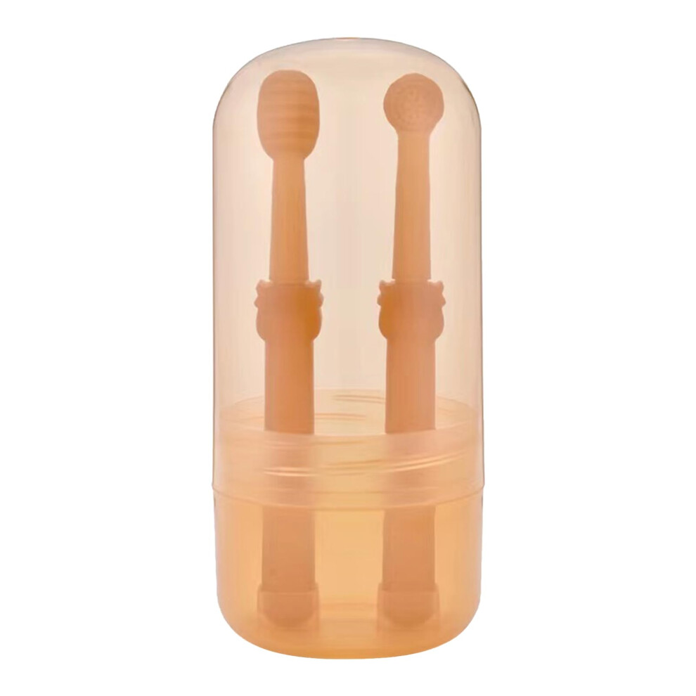 Safe pet toothbrush set, long handle, 360degree cylindrical head, dental care for dogs and cats, 2 pieces