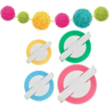 Wool Yarn Crafting Essentials, Multi-Sized Pom-Pom Makers Set For Fun & Easy Pom-Pom Creation, Complete Kit With Stainless Steel Scissors