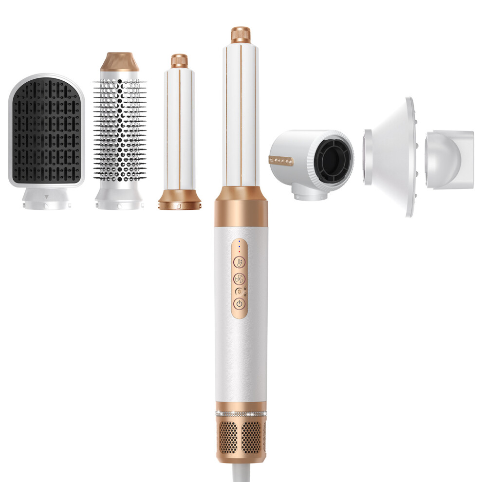Upgraded Hair Tools, 7 in 1 Multi Functional Hot Air Styler with Automatic Curling and Ionic Blow Dryer Brush, Professional Hair Straightener Comb