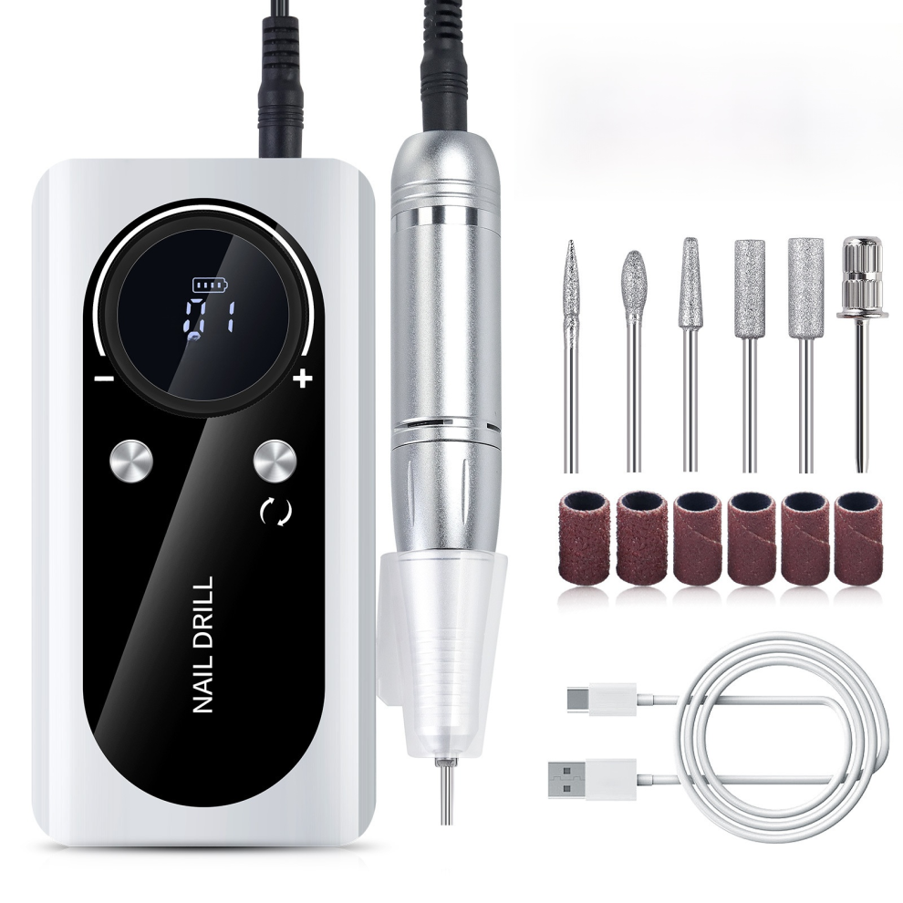 High-Speed Nail Drill Kit, Adjustable Speed Electric Nail File with 45000 RPM Motor, Ergonomic Handle Nail Drill with Heat Dissipation, Low Vibration