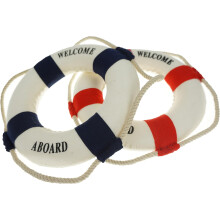Decorative Buoys, 2-Set Cloth Life Rings, 5.5", Red & Dark Blue, Elevate Your Nautical Theme With These Charming Decorations