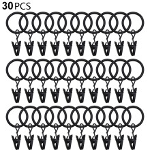 Rustproof Curtain Hangers, 30Pcs Set Of Metal Drapery Rings With Clips, 25mm Interior Diameter, Strong Tension Clips For Heavy-duty Use, Matte Finish
