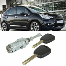 Türschließzylinder links für Citroen C2C3, Ersatzschloss-Set mit Diebstahlsicherung, langlebigen Materialien, leichtgängiger Bedienung und