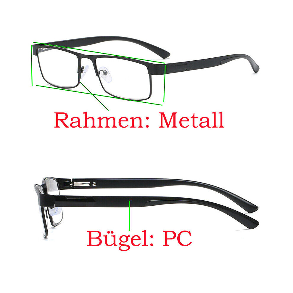Blue/Light Reading Glasses For Men And Women, Blocking Reading Glasses With Spring Hinge, Metal Frame Eyeglasses With Anti Glare Filter Uv400 Lenses,