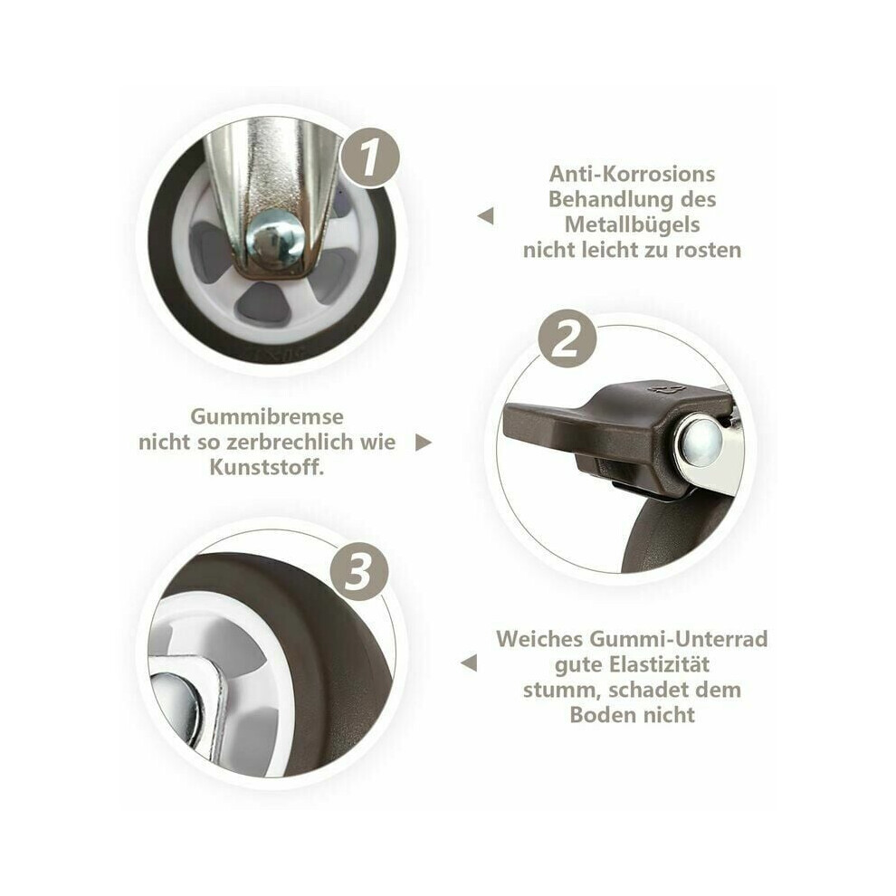 Mini Caster Wheels For Furniture, Silent Tpe Rubber Low Profile Caster Wheels, Threaded Stem Casters With Ball Bearing, Furniture Rolling For 9128293325684