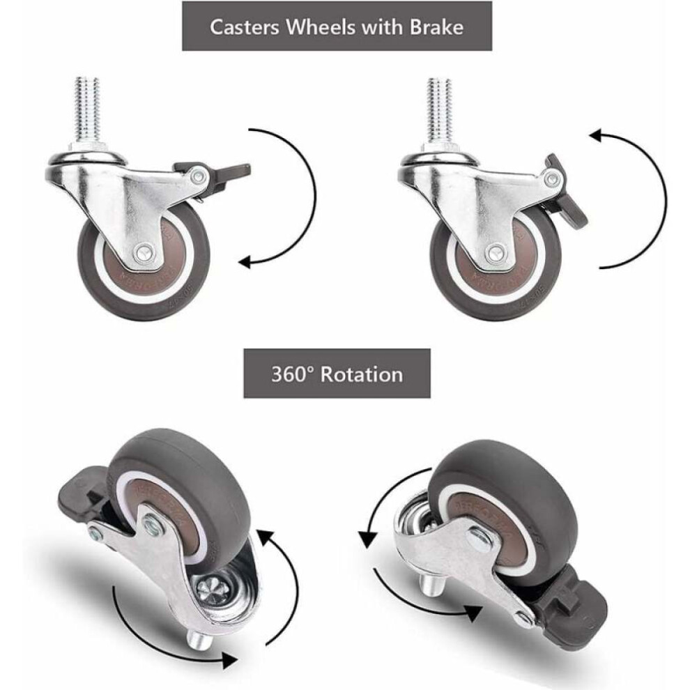 Swivel Stem Casters For Furniture, Threaded Stem Casters With 360 Degree Rotating Caster Smooth Movement, Tpe Mute Caster Wheels For Cart Dolly 9128293325646