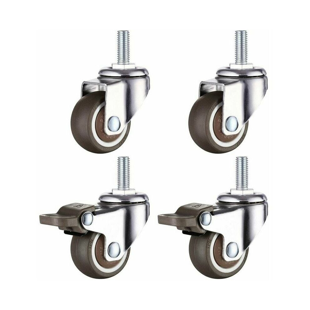 Silent Tpe Rubber Casters, Mini Caster Wheels With Ball Bearing For Furniture, Threaded Stem Casters For Multiple Use, Save Your Back (4 Pack, 1.5 9173940493964