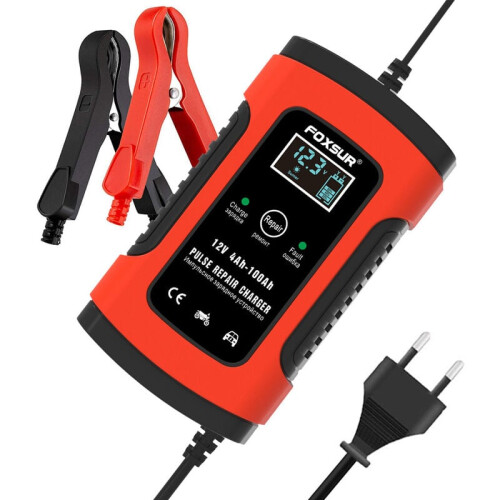Advanced Microprocessor-Controlled Charger, Multiple Safety Protection LCD Display Pulse Repair Battery Charger for 12V Systems, Smart Battery