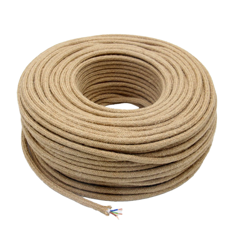 Heavy-Duty Copper Core Lamp Cord, Hemp Rope Covered Wire For Robust Twisted Pair Construction Diy Projects 9405630036053