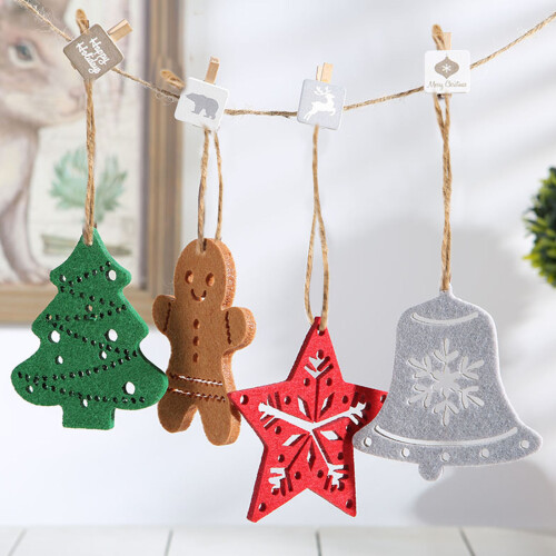 Festival Felt Gingerbreads Snowflake Decorations 10Pieces-3 2