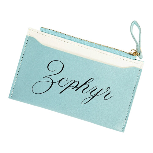 Multiple Card Slot Zippered Wallet Color Blocking Coin-Blue