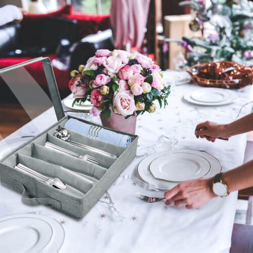 Multipurpose Cutlery Storage Box Customizable-Light Grey 1