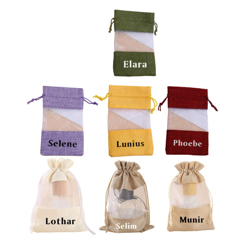Travel Friendly Linen Storage Pouches Drawstring Closure-Purple 1