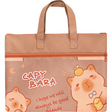 A4 Document Bag for Students, Cartoon Capybara Pattern, A4 File Zip Bag with Handle, Briefcase, Portable Document Zip Bags for School and Office