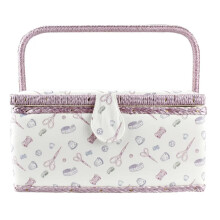 Large Vintage Sewing Basket with Multiple Compartments for Threads and Needles Storage, Style E