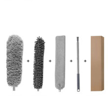 Flexible Feather Duster, Stainless Steel Telescopic Rod Extendable Duster with Bendable Head for Household Cleaning, Wide Range Use Microfiber Duster