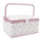 Large Capacity Fabric Sewing Basket  Secure Button Closure  Removable Tray  Portable Handle, Purple 1