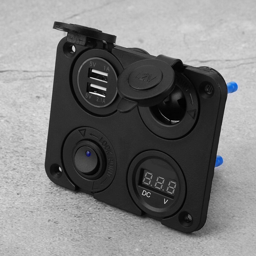 12V 4 Gang Led Toggle Switch Panel With Usb Volt Meter For Car Boat Blue 4621382972738