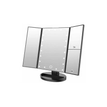 Glamouröser, dreiteiliger Kosmetikspiegel mit Beleuchtung, 22 individuell einstellbaren LEDs, Touch-Bedienung, 2- bis 3-facher Vergrößerung und