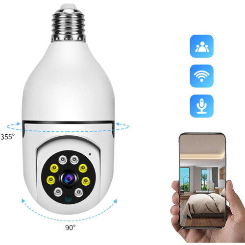 1080P HD Wireless Home Security Camera, Easy Installation Light Bulb Camera with Two-way Audio 1