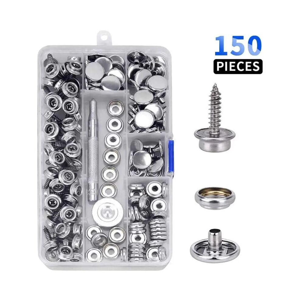 Marine Grade Stainless Steel Snap Set, Superior Corrosion Resistance Button Fasteners For Saltwater Applications, Heavy-Duty Construction Snap Kit 9004841533827