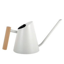 Gieter voor kamerplanten, ergonomische houten handgreep, roestvrijstalen pot, halfopen bovenkant voor gemakkelijk bijvullen, lange lekvrije tuit,
