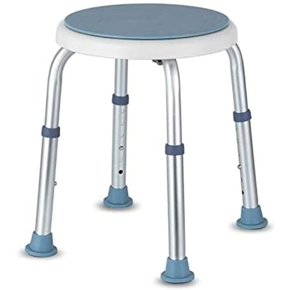 Blue Shower Seat, Rotating Stool Nonslip Bath Stool 6Level Height Adjustable,
