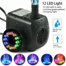 Pond Fountain Pump, Submersible 15W 800L/H Electric Water Feature Pump with Multiple Nozzles, Anti-clogging Design, Adjustable Water Flow for Ponds,