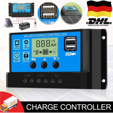 Controlador de carga solar para bateria de chumbo-ácido, uso seguro e display LCD ajustável com carregamento PWM de três estágios, porta USB
