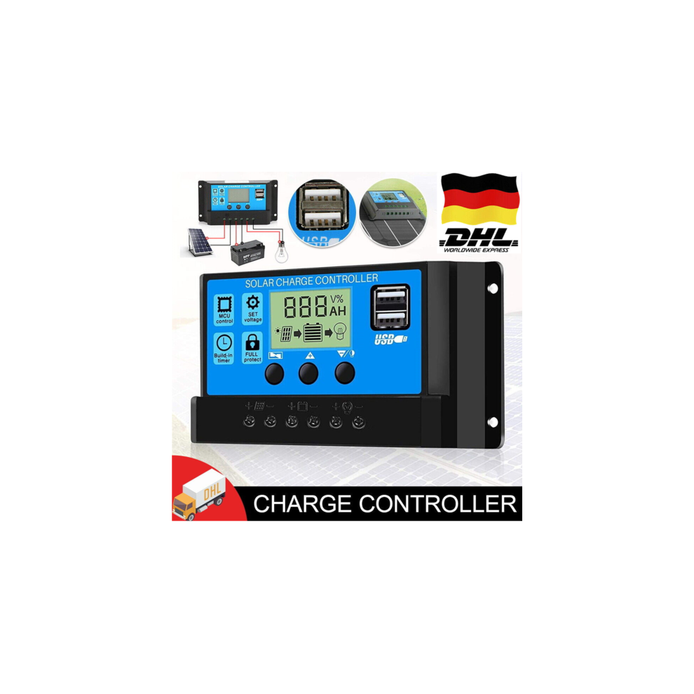 Large-Screen Lcd Display, Complete 3-Stage Pwm Charge Management, Dual Usb Port, Overcurrent Protection For Safe And Efficient Solar Power 9433291952887