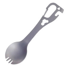 Stainless Steel Spork Camping Utensil 5 In 1 Multifunctional Spoon Fork Bottle Opener Silver