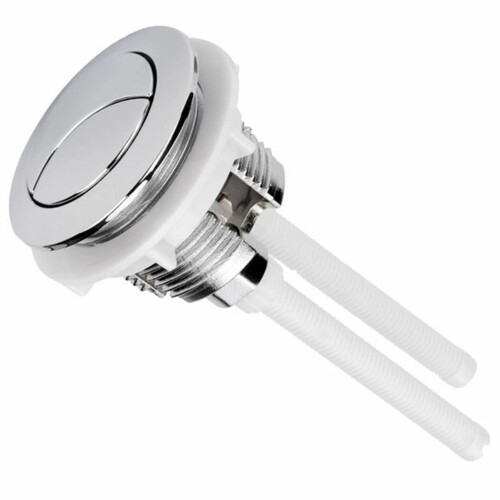 ECSiNG 2Pcs 38mm Round Dual Flush Toilet Button – Silver With Adjustable Threaded Rod For Bathroom Toilet Tank Repair